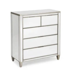 Dunelm Fitzgerald 5 Drawer Chest, Mirrored -Harmony Furniture Store 1000133581 alt02