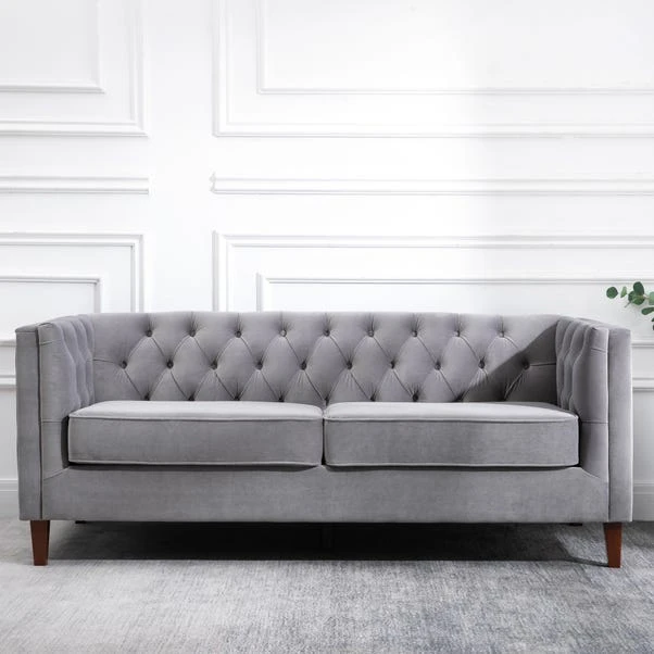 Kyoto Leah Velvet Chesterfield 3 Seater Sofa Kyoto Leah Velvet Chesterfield 3 Seater Sofa -Harmony Furniture Store 1000165596 alt01