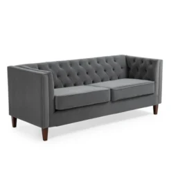 Kyoto Leah Velvet Chesterfield 3 Seater Sofa 2 Kyoto Leah Velvet Chesterfield 3 Seater Sofa -Harmony Furniture Store 1000165596 alt02