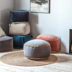 Cedar & Sage Furlo Silver Velvet Pouffe -Harmony Furniture Store 1000184572 alt02