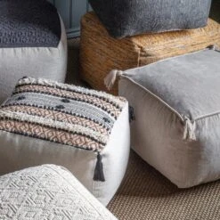 Cedar & Sage Furlo Silver Velvet Pouffe -Harmony Furniture Store 1000184572 alt03