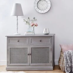 Dunelm Lucy Cane Grey Small Sideboard
