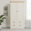 Dunelm Compton Double 3 Drawer Wardrobe, Ivory & Oak