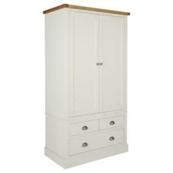 Dunelm Compton Double 3 Drawer Wardrobe, Ivory & Oak -Harmony Furniture Store 30605616 alt02