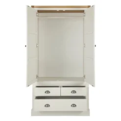 Dunelm Compton Double 3 Drawer Wardrobe, Ivory & Oak -Harmony Furniture Store 30605616 alt03
