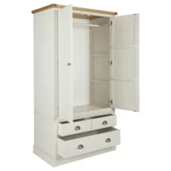 Dunelm Compton Double 3 Drawer Wardrobe, Ivory & Oak -Harmony Furniture Store 30605616 alt04