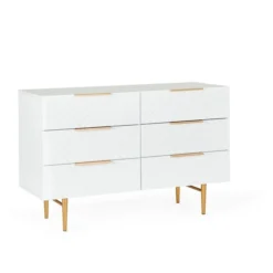 Dunelm Maurice 6 Drawer Chest, White -Harmony Furniture Store 30685398 alt03
