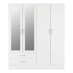 Seconique Nevada 4 Door 2 Drawer Wardrobe, Mirrored -Harmony Furniture Store 30693661 alt02