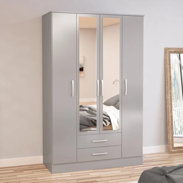 Birlea Lynx 4 Door Wardrobe Mirrored Birlea Lynx 4 Door Wardrobe Mirrored -Harmony Furniture Store 30693714