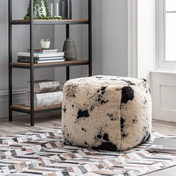 Dunelm Faux Cow Hide Black Pouffe Dunelm Faux Cow Hide Black Pouffe -Harmony Furniture Store 30727051