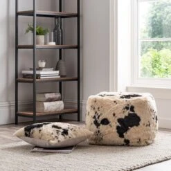 Dunelm Faux Cow Hide Black Pouffe 4 Dunelm Faux Cow Hide Black Pouffe -Harmony Furniture Store 30727051 alt07