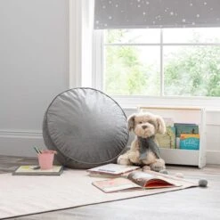 Dunelm Kid's Isla Circle Pouffe Light Grey