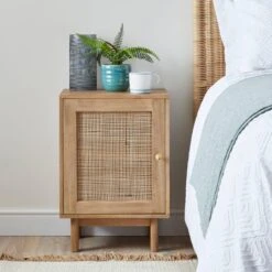 Dunelm Indi 1 Door Bedside Table, Mango Wood
