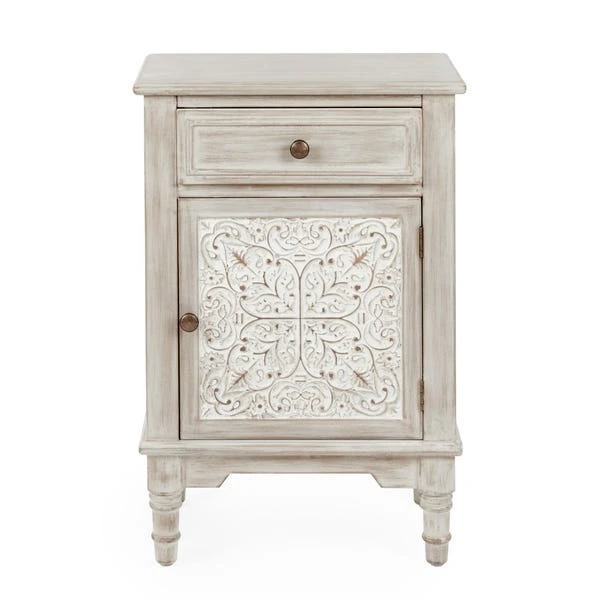 Dunelm Lucille 1 Drawer & 1 Door Bedside Table, White Wash Dunelm Lucille 1 Drawer & 1 Door Bedside Table, White Wash -Harmony Furniture Store 30748018 alt01
