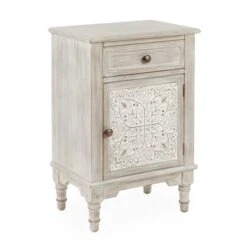 Dunelm Lucille 1 Drawer & 1 Door Bedside Table, White Wash 2 Dunelm Lucille 1 Drawer & 1 Door Bedside Table, White Wash -Harmony Furniture Store 30748018 alt02
