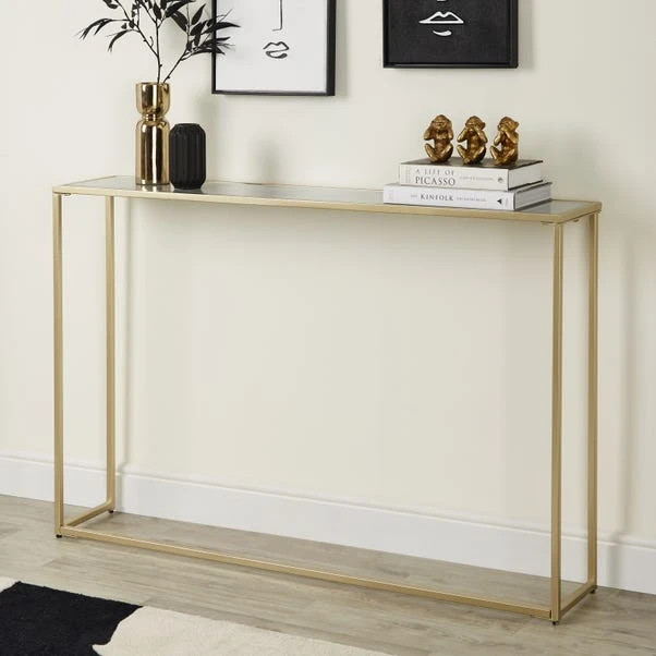 Dunelm Sullivan Gold Marble Effect Wide Slim Console Dunelm Sullivan Gold Marble Effect Wide Slim Console -Harmony Furniture Store 30753021