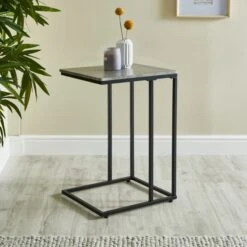 Dunelm Charlie Concrete Effect C-Shaped Side Table -Harmony Furniture Store 30765713 alt02