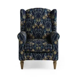 Dunelm Oswald Navy Havisham Print Wingback Armchair -Harmony Furniture Store 30766650 alt02