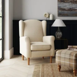 Dunelm Oswald Sandstone Sherpa Wingback Armchair