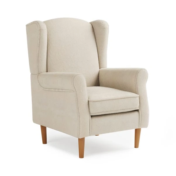 Dunelm Oswald Sandstone Sherpa Wingback Armchair Dunelm Oswald Sandstone Sherpa Wingback Armchair -Harmony Furniture Store 30766657 alt01