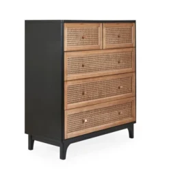 Dunelm Franco 5 Drawer Chest, Black -Harmony Furniture Store 30768078 alt02