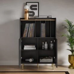 Dunelm Georgi Vinyl Cabinet Black -Harmony Furniture Store 30769724 alt02