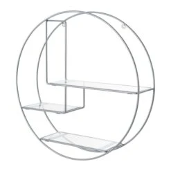 Dunelm Circle Shelf Silver Glass 2 Dunelm Circle Shelf Silver Glass -Harmony Furniture Store 30769824 alt02