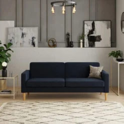 Dunelm Jacob Velvet Sofabed Luxe Navy