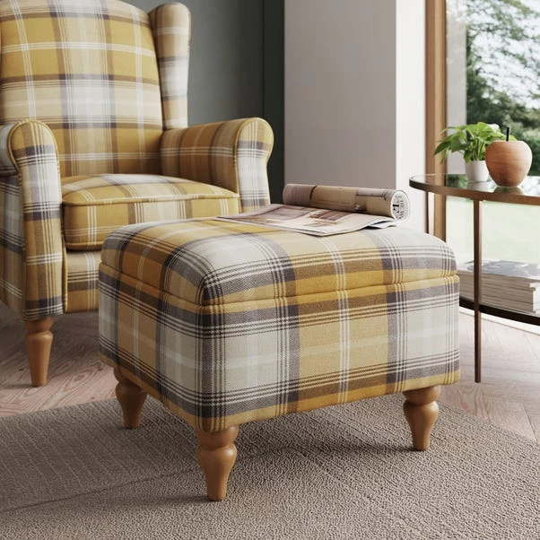Dunelm Oswald Check Storage Footstool Tapered Leg Dunelm Oswald Check Storage Footstool Tapered Leg -Harmony Furniture Store 30779049