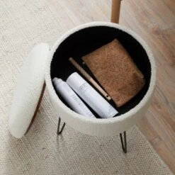 Dunelm Joanna Sherpa Footstool -Harmony Furniture Store 30780482 alt02