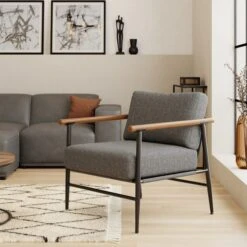 Dunelm Arbour Industrial Self Assembly Textured Weave Chair Grey