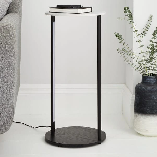 Dunelm Aiko Side Table with 1 LED Light Black and Faux Marble Dunelm Aiko Side Table With 1 LED Light Black And Faux Marble -Harmony Furniture Store 30802418 alt01