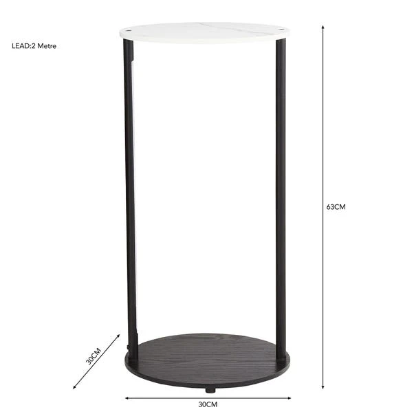 Dunelm Aiko Side Table with 1 LED Light Black and Faux Marble Dunelm Aiko Side Table With 1 LED Light Black And Faux Marble -Harmony Furniture Store 30802418 alt05