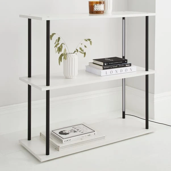 Dunelm Aiko Console Table with 2 LED Lights Black and Faux Marble Dunelm Aiko Console Table With 2 LED Lights Black And Faux Marble -Harmony Furniture Store 30802419 alt01