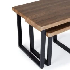 Dunelm Freddie Rustic Wood Effect Nest Coffee Table -Harmony Furniture Store 30809245 alt05