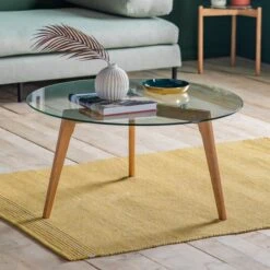 Cedar & Sage Brea Round Coffee Table, Glass