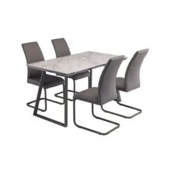 Dunelm Alden Rectangular 4 Seater Dining Table Marble Effect Glass -Harmony Furniture Store 30816915 alt02