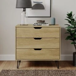 Dunelm Bella 3 Drawer Chest Oak Effect