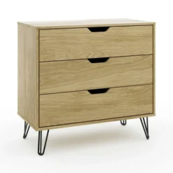 Dunelm Bella 3 Drawer Chest Oak Effect -Harmony Furniture Store 30817124 alt05